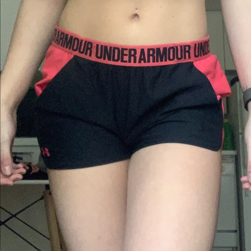 Under Armor Black & Pink Running Shorts